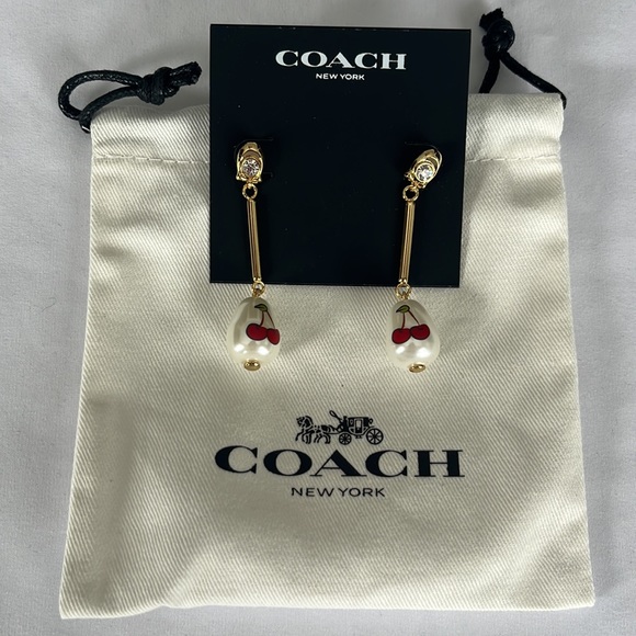 Coach Pearl Cherry Linear Earrings - Picture 2 of 5
